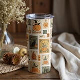Personalized Halloween Tumbler, Halloween Stamps, Halloween Design, Pumpkins, Black Cat, Personalized Gift, Custom Name thumbnail 2