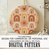 Digital Pattern, Rainbow Sun Pattern, Boho Digital Paper, Digital Bundle Pattern, Commercial Use, Seamless Pattern, Neutral Colors, Earthy thumbnail 3