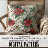 Poinsettia Tumbler Design, Christmas Digital Paper, Watercolor Floral Junk Journal, Printable PNG, Scrapbooking Paper thumbnail 5