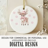 Pink Deer Baby Ornament Digital Art thumbnail 1