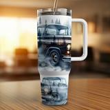 40oz Vintage Truck Tumbler Wrap Digital Design Rustic Pine Forest Sublimation PNG Classic Car Enthusiast Gift thumbnail 4