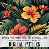 Tropical Flowers Tumbler Design, Digital Paper, Hibiscus Flower Tumbler, Watercolor Floral Junk Journal, Digital Scrapbook Paper, PNG thumbnail 13