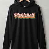 Pickleball Sport-Tek Performance Hood, Pickleball 70s Vintage Retro Striped Script, Lightweight Hoodie thumbnail 1