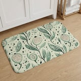 Sage Green Botanical Shower Curtain, Boho Folk Art Leaves Bath Mat, Earthy Cottagecore Bathroom Decor, Modern Nature Floral Bath Set thumbnail 11
