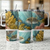 Pufferfish Ocean Tumbler Wrap Digital Design 40oz | Seamless Distressed Marine Life Sublimation PNG for Tapered Tumbler thumbnail 5