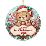 Baby First Christmas Ornament, Personalized Teddy Bear Ornament, Custom Name First Christmas 2026 Keepsake Gift for New Baby Grandbaby thumbnail 3