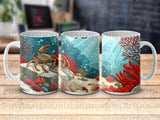 Crab Ocean Life Mug Sublimation Wrap PNG, Marine Life Digital Design for 11oz 15oz Mugs, Underwater Sea Animal Instant Download thumbnail 7