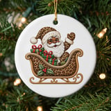 Black Santa Claus Ornament, Leopard Print Sleigh Christmas Decor, African American Santa Tree Hanging, Glam Retro Holiday Gift thumbnail 1