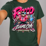 Rocco Rhino Game On Youth Gaming T-Shirt, Boys Girls Gamer Tee, Pink Streetwear Graphic Shirt, Pixo League thumbnail 9