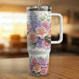 40oz Tumbler Sublimation PNG, Distressed Butterfly Dragonfly Floral Honeycomb Seamless Tapered Wrap, Digital Download, Car Coasters thumbnail 3