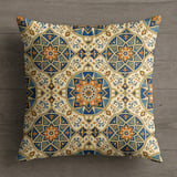 Blue Orange Moroccan Geometric Pillow Cover, Boho Throw Pillowcase, Mediterranean Medallion Cushion Cover, Eclectic Home Decor thumbnail 9