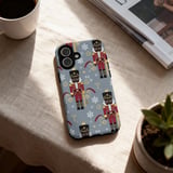 Black Nutcracker iPhone Case: Holiday Design, Gray Background, Festive Season thumbnail 3