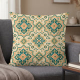 Moroccan Tile Pillow Cover, Boho Floral Cushion Case, Eclectic Global Chic Home Decor Accent Throw Pillow Case thumbnail 1