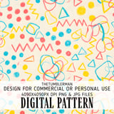 Digital Pattern, Doodle Pattern, Abstract Design, Digital Bundle, Colorful Shapes, Polka Dot, Geometric Pattern, Seamless Pattern, Digital thumbnail 1