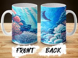 Underwater Coral Reef Mug Wrap Digital Design 11oz 15oz Sublimation PNG for Ocean Lovers | Marine Life Tropical Fish Scene Gift thumbnail 9