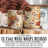 Floral Tumbler Design, Digital Paper, Watercolor Flower Background, Junk Journal Pages, Printable Tumbler PNG, Scrapbooking Paper thumbnail 4