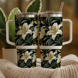 White Lily Tumbler Design, Digital Paper, Floral Backgrounds, Junk Journal Pages, Printable PNG, Scrapbooking Paper thumbnail 9