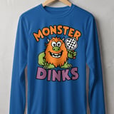 Pickleball Sport-Tek Long Sleeve Tee, Monster Dinks Funny Paddle Art, UV Morning Sun Shield Shirt thumbnail 6