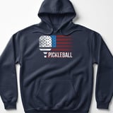 Pickleball Gildan Fleece Hoodie, Pickleball Patriotic USA Flag Graphic Print, Warm Court Pullover thumbnail 6