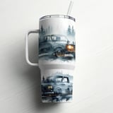 Vintage Truck Tumbler Wrap 40oz Digital Design, Classic Pickup Forest Mountains Sublimation PNG File, Gift for Him, Outdoorsy Men's Tumbler thumbnail 10
