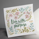 Live With Purpose Canvas Wrap, Floral Motivational Wall Art, Botanical Home Decor, Inspirational Quote, Butterfly Art thumbnail 9