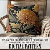 Golden Chrysanthemum Tumbler Design, Watercolor Flowers PNG, Digital Paper Pack, Floral Backgrounds, Junk Journal Pages, Printable Art thumbnail 5