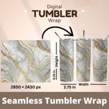 20 oz Skinny Tumbler Wrap, Marble Gold Design, Sublimation, Straight and Tapered, Digital Download, Tumbler Design, Tumbler Digital thumbnail 5