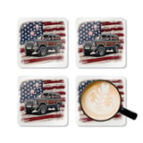 Grand Wagoneer Corkwood Coaster Set, Car Coasters, The Waggy, American Flag Coasters, Car Lover Gift, Classic Car Art, Drink Coasters thumbnail 5