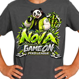 Panda Gaming T-Shirt for Kids, Nova Game On Youth Gamer Tee, Neon Green Panda Graphic Shirt, Pixo League thumbnail 10