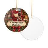 Bookish Christmas Ornament, Cozy Book Lover Holiday Decor, Reading Nook Cat Library Bookworm Tree Charm, Literary Gift for Readers thumbnail 5