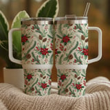 Christmas Poinsettia Tumbler Design, Digital Download, Watercolor Floral Junk Journal Pages, Holiday Scrapbooking Paper, Digital Tumbler PNG thumbnail 9