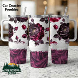 Dark Roses Tumbler Wrap, Seamless Digital Design, 40oz Tapered Sublimation Design, Distressed Floral Pattern, Digital Download thumbnail 1