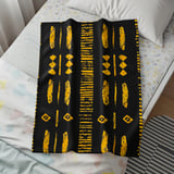 Gold Black Mud Cloth Velveteen Blanket, African Tribal Woven Blanket, Boho Abstract Art Throw Pillows, Ethnic Home Decor Gift thumbnail 3