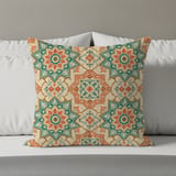 Boho Moroccan Pattern Pillow Cover, Mediterranean Decor Cushion Case, Faux Gold Print Geometric Design Accent Pillow thumbnail 8