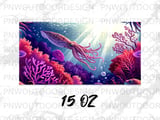 Vibrant Deep Sea Squid Mug Sublimation Wrap Digital Download - Fantasy Ocean Creature Coral Reef Art for 11oz & 15oz Cup Designs thumbnail 14