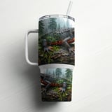 Realistic Red Bellied Newt 40oz Tumbler Wrap Digital Design, Amphibian Forest Sublimation, Naturecore Wildlife Animal Gift thumbnail 6
