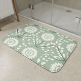 Sage Green Floral Shower Curtain and Bath Mat Set, Folk Art Botanical Flower Bathroom Decor, Cottagecore Farmhouse Boho Bath Set Gift thumbnail 8