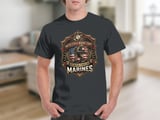 United States Marine Corps Semper Fidelis T-Shirt | USMC Emblem Patriotic Military Veteran Gift | American Flag Graphic Tee thumbnail 7