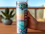 20oz Tumbler Wrap: San Francisco, Heart, Leopard Print, Full Wrap, Digital Download thumbnail 3
