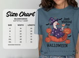 Goose Witch T-Shirt, Halloween Tee, Waiting For Halloween, Spooky Season Shirt, Goose Lover Gift, Cute Pumpkins T-Shirt, Bats and Stars thumbnail 9