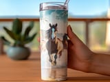 Horses Tumbler Wrap, Beach Tumbler Design, 20oz Skinny Tumbler, Seamless Tumbler Wrap, Animal Tumbler, Ocean Tumbler Design thumbnail 3