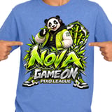 Panda Gaming T-Shirt for Kids, Nova Game On Youth Gamer Tee, Neon Green Panda Graphic Shirt, Pixo League thumbnail 8