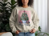 Merry Mahjong Christmas Tree Print, Chinoiserie Preppy Holiday Decor, Pink Bow Game Night Art, Grandmillennial Winter Gift For Mahjong Lover thumbnail 14