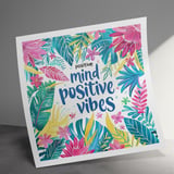 Positive Vibes Canvas Wrap, Motivational Wall Decor, Floral Art, Tropical Leaves, Home Decor, Inspiring Gift, Positive Mind Wall Art thumbnail 8