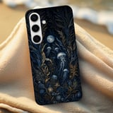Jellyfish Tough Phone Case, Dark Ocean Moody Botanical Phone Cover, Vintage Celestial Moon Sea Life Aesthetic Gift for Nature Lover thumbnail 6