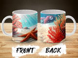 Vibrant Coral Reef Mug Sublimation Wrap for 11oz 15oz Mugs, Underwater Ocean Digital Design, Marine Life PNG Art File thumbnail 4