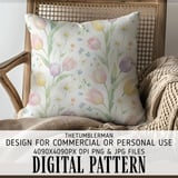 Digital Pattern, Floral Pattern, Tulip Pattern, Daisy Pattern, Watercolor Pattern, Digital Bundle, Spring Pattern, Flower Pattern, PNG JPG thumbnail 5