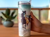 Beach Horses Tumbler Wrap, 20oz Tumbler Design, Seamless Tumbler PNG, Horse Lover Gift, Tropical Beach Tumbler, Horse Tumbler Wrap thumbnail 3