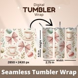 Digital Pattern, Digital Bundle, Macarons, Tea Cup, Floral, Bows, Seamless Pattern, Digital Paper, Commercial Use, Personal Use thumbnail 9