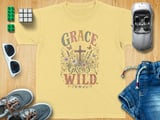 Grace Grows Wild Christian Youth T-Shirt, Boho Faith Tee, Vintage Floral Cross Design, Inspirational Religious Gift for Her, Nature Lover thumbnail 7